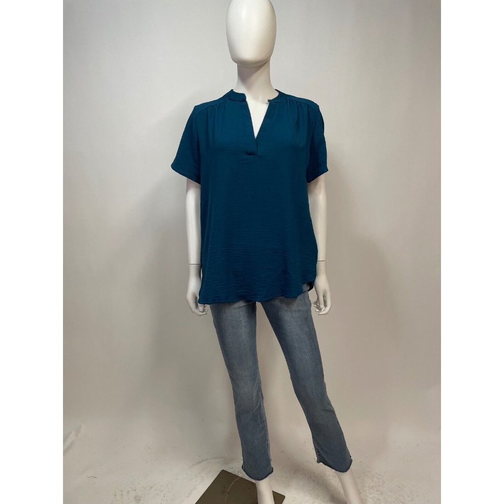 Entro Teal Short Sleeve Tunic Top